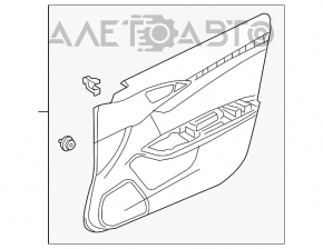 Capacul ușii, cartela frontală stânga Honda Civic X FC 16-21 4d, material textil negru cu inserție bej.