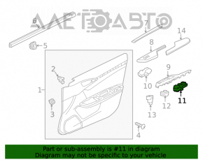 Управление стеклоподъемником передним левым Honda Civic X FC 16-21 4d черн, 2 auto, без keyless