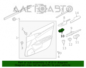 Controlul geamului electric din față dreapta Honda Civic X FC 16-21 4d negru, automat, fără keyless, cu capac negru.