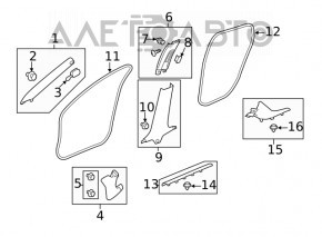 Уплотнитель дверного проема задний правый Honda Civic X FC 16-21 4d черн