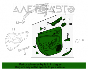 Capacul usii spate dreapta Chevrolet Volt 16- negru, cotiera cauciuc negru, zgarieturi.