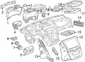 Monitor, display, navigație Cadillac CTS 15-18 ecran tactil, fără încălzirea scaunelor.