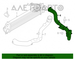 Furtunul de intercooler dreapta pentru Ford Fusion mk5 13-14 1.6T fără cauciuc