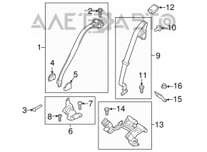 Centura de siguranță din spate dreapta pentru Ford Fusion mk5 13-16, culoare bej, trebuie curățată chimic.