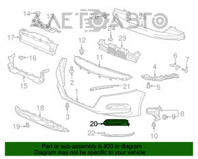 Grila bara stângă a bumperului Honda Accord 18-22 sub PTF, nisip, zgârieturi