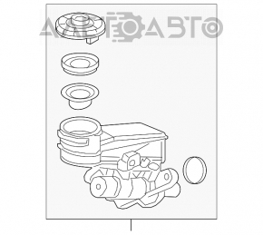 Rezervorul principal de frână cu cilindru Honda Civic X FC 16-21 cu capac de cutie de viteze.