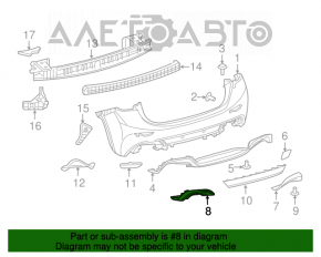 Moldura bara spate stanga Infiniti QX30 17- S suportul este rupt.