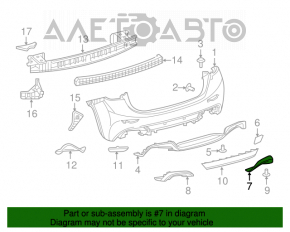 Moldura bara spate dreapta Infiniti QX30 17- S suportul este rupt.