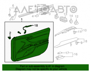 Capacul ușii, cartela din față dreapta Toyota Camry v70 18- negru cu inserție neagră din plastic, cotiera din cauciuc.