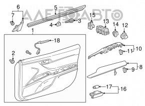 Capacul ușii, cartela din față dreapta Toyota Camry v70 18- pânză neagră.