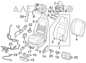 Пассажирское сидение Infiniti QX30 17- без airbag, sport, кожа черн