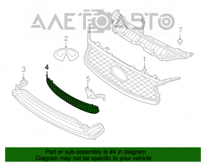 Grila inferioară a bara de protecție față a Infiniti QX30 17-19 Sport, ruptă, nisip