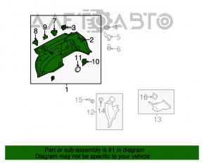 Capotajul arcului stâng Subaru Outback 10-14 negru, zgârieturi