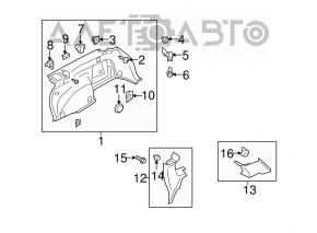 Capacul geamului din spate stânga Subaru Outback 10-14 spate gri, zgârieturi, plastic decolorat