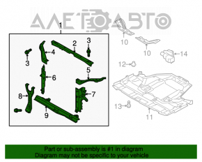 Televizor radiator complet asamblat pentru Subaru Outback 10-14 cu gene, fără bara superioară și centrală