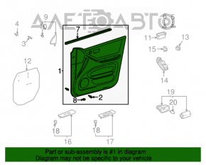 Panoul ușii, cartela din față dreapta Toyota Highlander 01-07