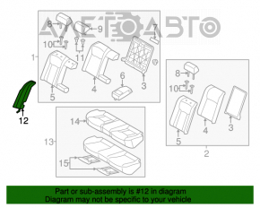 Airbag-ul pentru scaunul din spate dreapta al Hyundai Azera 12-17, din piele bej, este zgâriat și are nevoie de curățare chimică.