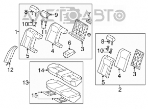 Airbag-ul pentru scaunul din spate dreapta al Hyundai Azera 12-17, din piele bej, este zgâriat și are nevoie de curățare chimică.