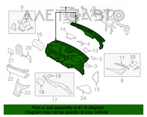 Торпедо передняя панель без AIRBAG Hyundai Azera 12-17