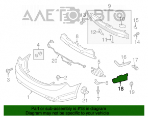 Suportul pentru bara spate, partea dreapta de jos, Hyundai Azera 12-17.