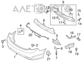 Suportul pentru bara spate, partea dreapta de jos, Hyundai Azera 12-17.