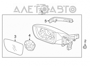 Зеркало боковое правое Hyundai Azera 12-17 6 пинов, поворотник, серебро, без элемента