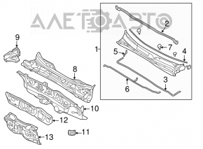 Grila stergatoarelor din plastic pentru Hyundai Azera 12-17