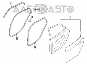 Garnitura de etanșare a cadrului ușii din spate dreapta pentru Hyundai Azera 12-17