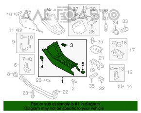 Consola centrală cu cotier și suport pentru pahar pentru VW Tiguan 09-17 din piele neagră, zgârieturi.