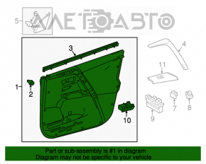 Capacul ușii, cartela din față dreapta Toyota Rav4 13-18 negru cu inserție gri.