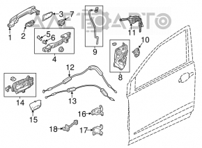Buclele ușii din față stânga superioară Honda CRV 12-16.