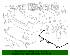 Montajul bumperului din spate pentru Hyundai Genesis 14-16 cu senzori de parcare.