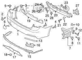 Amortizorul spate al bara de protectie pentru Hyundai Genesis 14-16 este indoit.