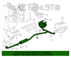 Silentioză spate cu teava dreapta pentru Honda Civic X FC0 16-17 1.5T are rezonatorul lovit și îndoit.