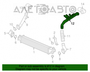 Tubul de intercooler stânga pentru Honda Civic X FC 16-21 1.5T, mediu.