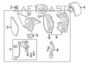 Зеркало боковое правое Honda Civic X FC 16 7 пинов , подогрев, поворотник