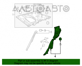 Capacul spate al stâlpului inferior stânga Lexus RX350 16-22 negru.