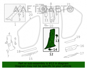 Capacul stâlpului central dreapta jos Lexus RX350 RX450h 16-22 negru.