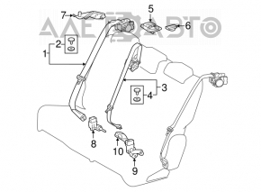 Centura de siguranță centrală spate pentru Lexus RX350 RX450h 16-22, neagră.