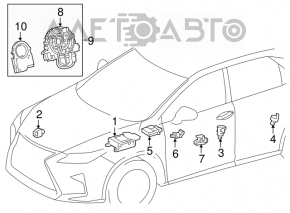 Модуль srs airbag компьютер подушек безопасности Lexus RX350 16-19