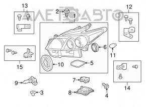 Far stânga față Toyota Prius 30 13-15, complet asamblată, cu lumini LED.