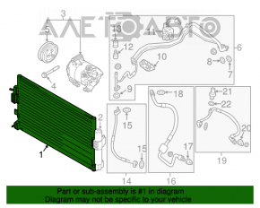 Radiatorul condensatorului de aer condiționat Ford Focus mk3 15-18 1.0T reprezintă