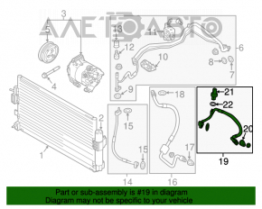 Трубка кондиционера компрессор-печка Ford Focus mk3 15-18 1.0T рест