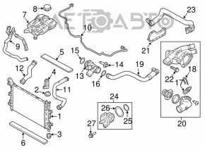 Патрубок охлаждения правый Ford Focus mk3 11-18 1.0T