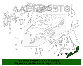 Capacul genunchiului șoferului Ford Fusion mk5 17-20 negru, zgârieturi