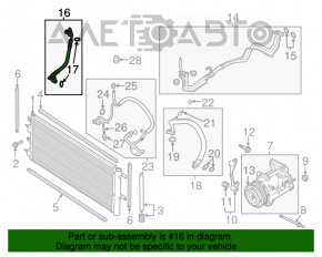 Furtunul de aer condiționat de la condensatorul Ford Fusion mk5 13-20 1.5T 1.6T