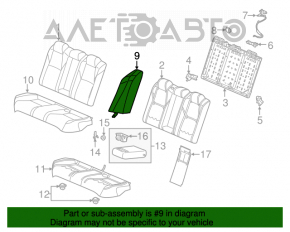 Panoul lateral stânga al scaunului din spate Honda Accord 18-22, material textil gri, pentru curățare.