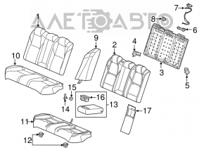 Panoul lateral stânga al scaunului din spate Honda Accord 18-22, material textil gri, pentru curățare.