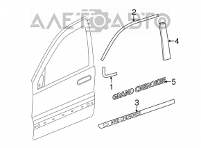 Garnitură ușă față stânga jos Jeep Grand Cherokee WK2 11-21 crom