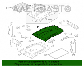 Acoperirea plafonului VW Tiguan 09-17 fără panoramic, bej, cu 4 buzunare sub plafon